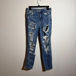 American Eagle Outfitters Ripped Mom Jeans Womens 29x26 Blue Denim Distressed